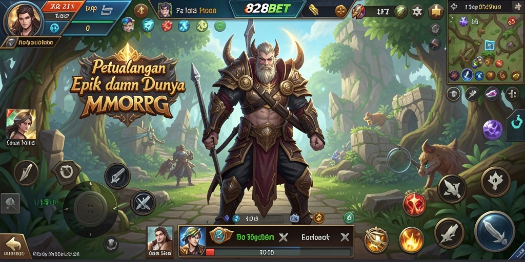 Tampilan gameplay <strong>828BET</strong> yang menakjubkan dalam dunia MMORPG.