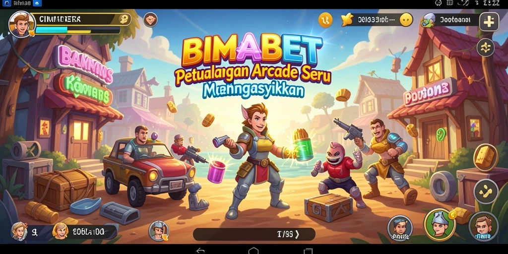 Screenshot utama BIMABET menampilkan gameplay Arcade yang seru dan penuh warna.
