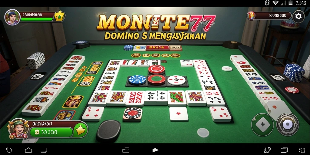 Screenshot gameplay dari MONTE77 yang menunjukkan aksi seru permainan Domino.