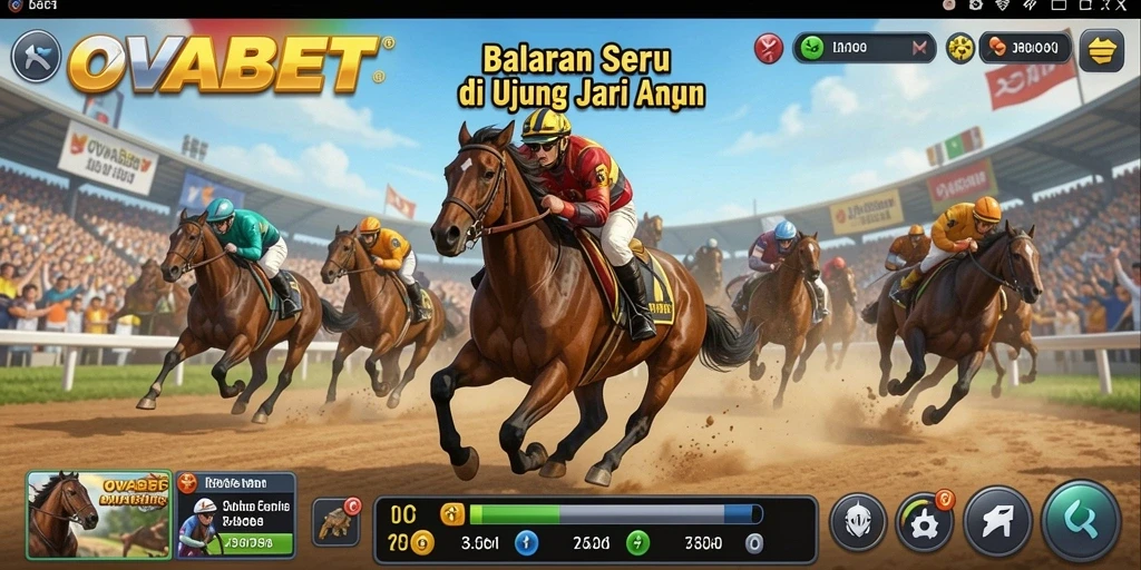 Screenshot gameplay OVABET menampilkan aksi balapan yang intens.