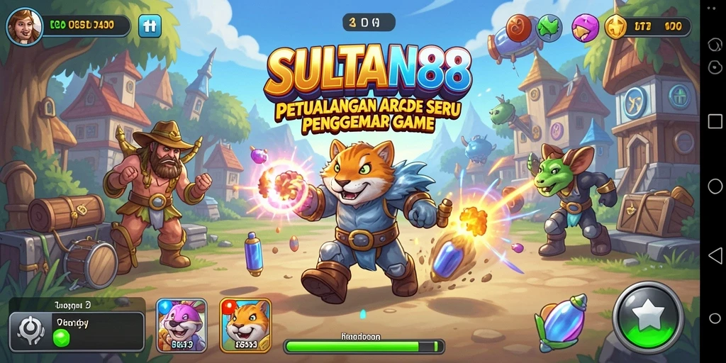 Tampilan seru gameplay Arcade SULTAN88 yang menantang.
