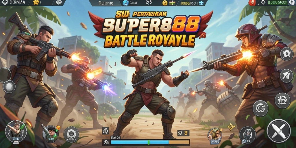 Gameplay SUPER88 yang seru dan menegangkan di arena Battle Royale.