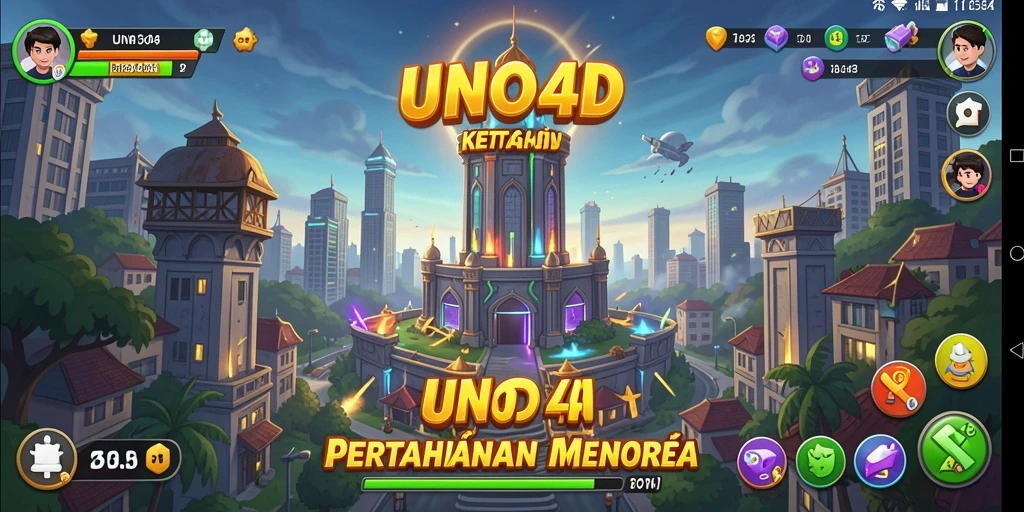 Tampilan aksi menegangkan dalam gameplay <strong>UNO4D</strong> Tower Defense.